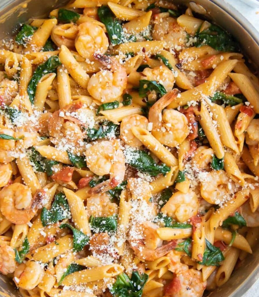 Cheese Shrimp Penne Pasta & Spinach - Recipes Fiber