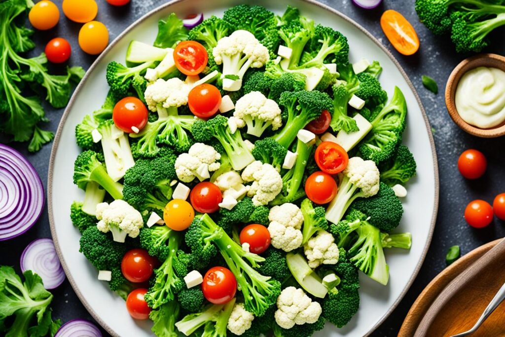 Broccoli and cauliflower salad