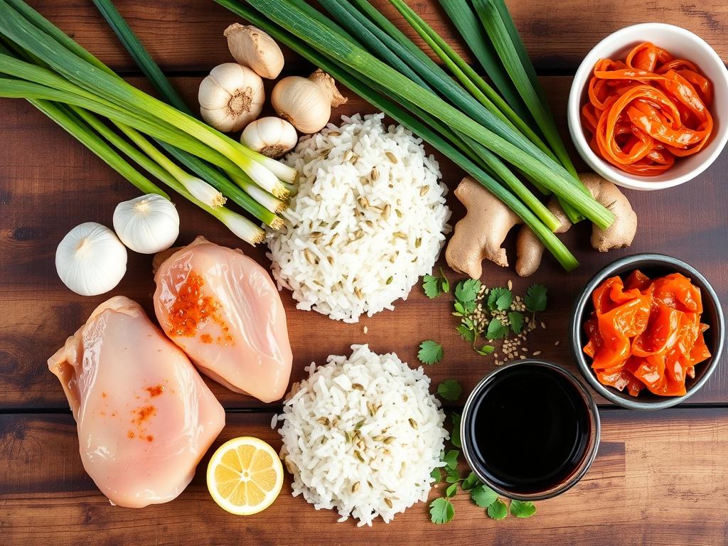 ingredients for Korean chicken rice