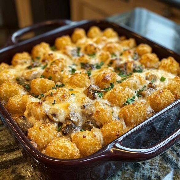 Easy Delicious Tater Tot Casserole With Cream Of Mushroom Soup