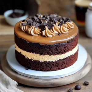 A slice of Coffee and Chocolate Sponge Cake with a drizzle of chocolate ganache.