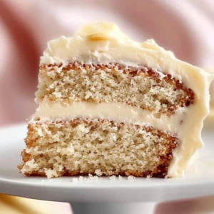 A slice of Banana Cake with Cream Cheese Frosting on a plate