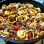 Cheesesteak Tortellini in Rich Provolone Sauce