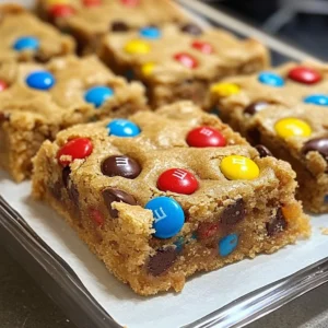M&M Cookie Bars with colorful candies