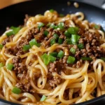 Mongolian beef noodles, Asian noodles, ground beef stir-fry