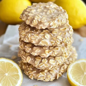 Lemon Oatmeal No-Bake Cookies on a plate