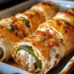 A serving of Smoky Cheesy Jalapeño Chicken Rolls on a plate, garnished with fresh cilantro
