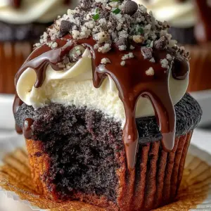 Fudgy heavenly brownie cupcakes topped with rich chocolate ganache.