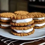 Gooey Peanut Butter S’mores Sandwich Cookies with chocolate drizzle on a plate