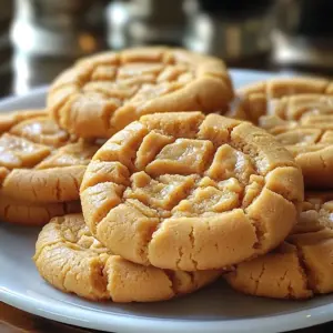 Thick and chewy peanut butter cookies stacked on a cooling rack with a glass of milk