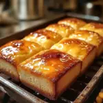 Sliced zero carb yogurt bread on a wooden cutting board, with a pat of butter melting on top