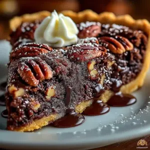 Delicious Brownie Pecan Pie with chocolate and pecans
