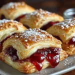 Delicious homemade cherry pie bites arranged on a wooden table