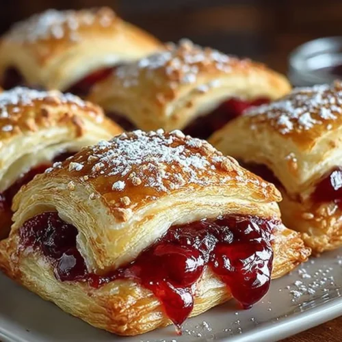 Delicious homemade cherry pie bites arranged on a wooden table