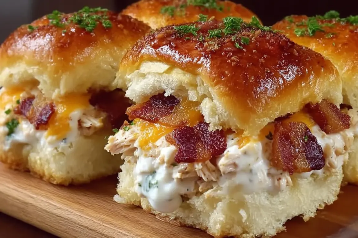 Delicious Chicken Bacon Ranch Sliders on a plate
