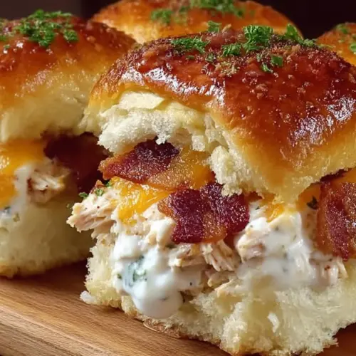 Delicious Chicken Bacon Ranch Sliders on a plate