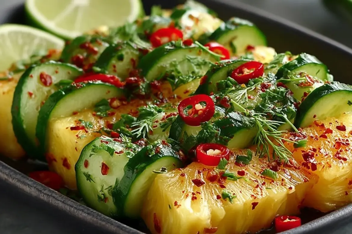 Chili Lime Pineapple Cucumber Sticks - a refreshing summer snack