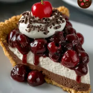 A dreamy Chocolate Cherry Pie Bliss with creamy filling, juicy cherries, and rich chocolate crust—easy and irresistibly sweet!