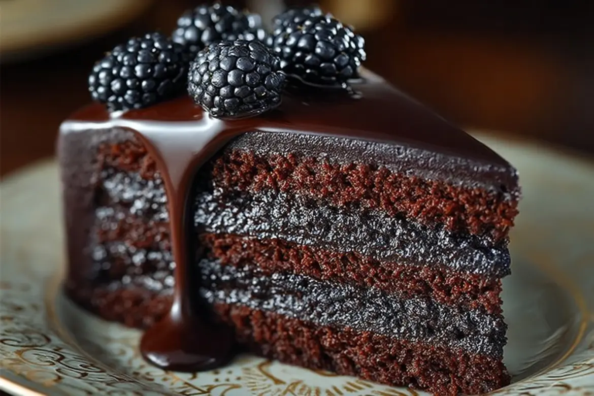 Elegant black velvet cake decorated for a special occasion