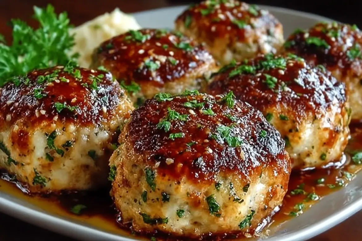 Delicious Garlic Parmesan Meatloaves served with a side of vegetables