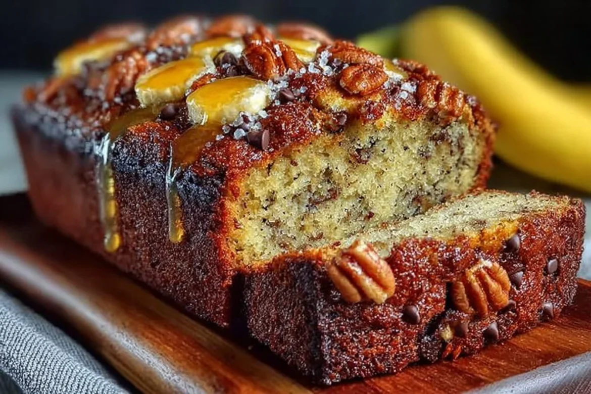 Healthy almond chocolate cake topped with almonds and chocolate drizzle.