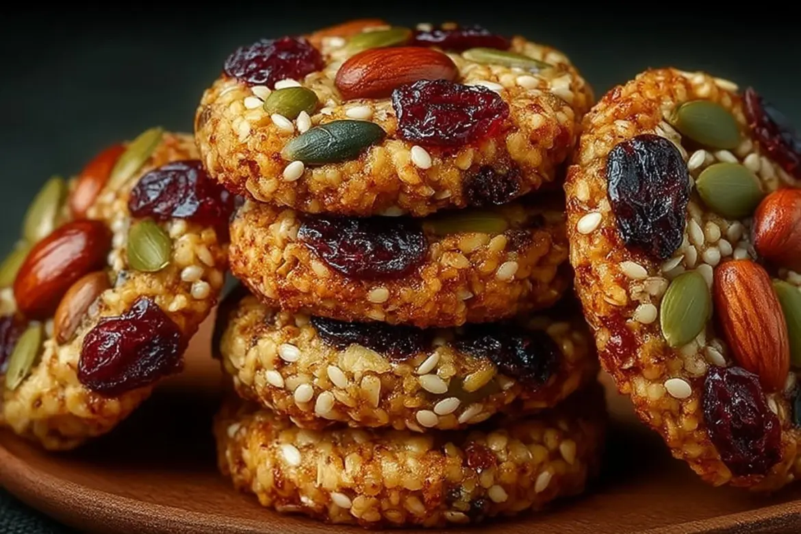 Healthy oat cookies made with dried fruit and nuts