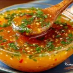 Mango Habanero Honey Garlic Sauce in a jar with fresh ingredients