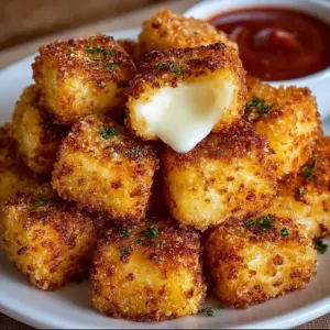 Golden Mozzarella Cheese Bites served with marinara dipping sauce
