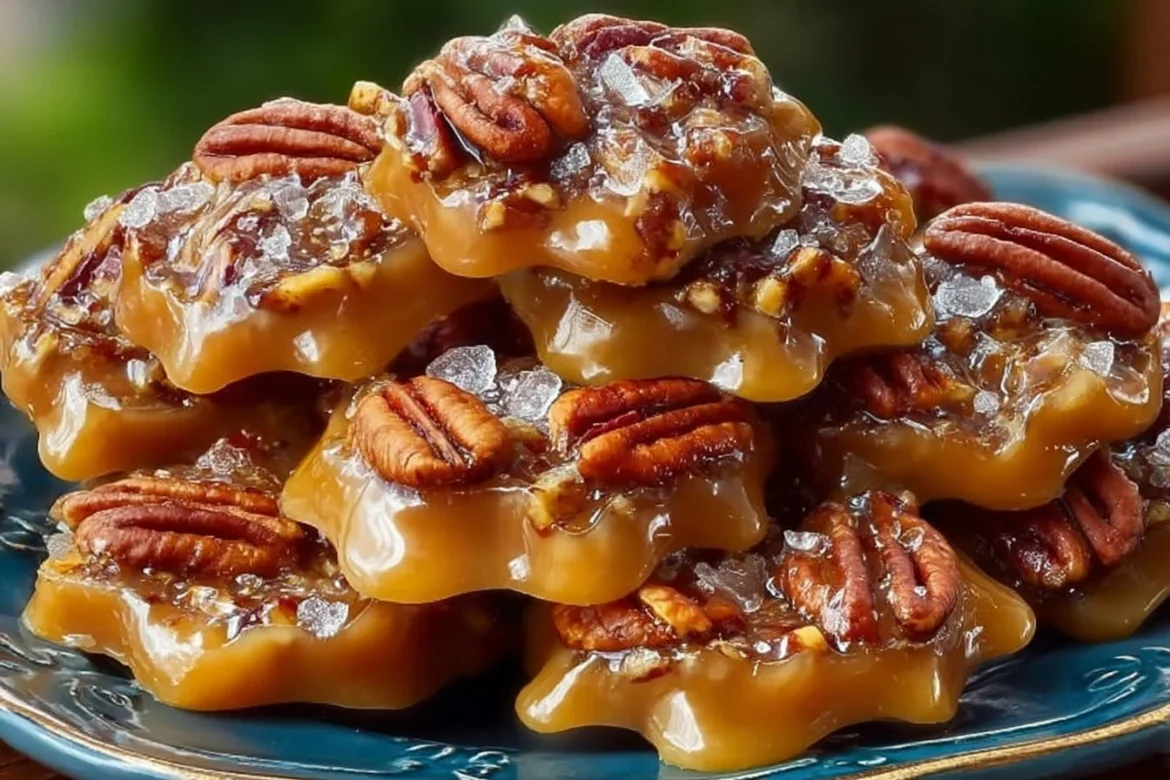 Delicious New Orleans Pecan Pralines served on a decorative plate.