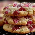 Delicious Rhubarb Shortbread Cookies arranged on a plate