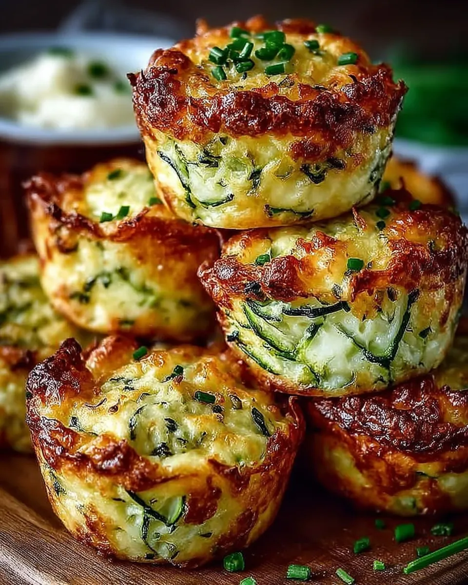A tray of golden-brown crispy zucchini potato muffins with cheesy tops and flecks of green zucchini.