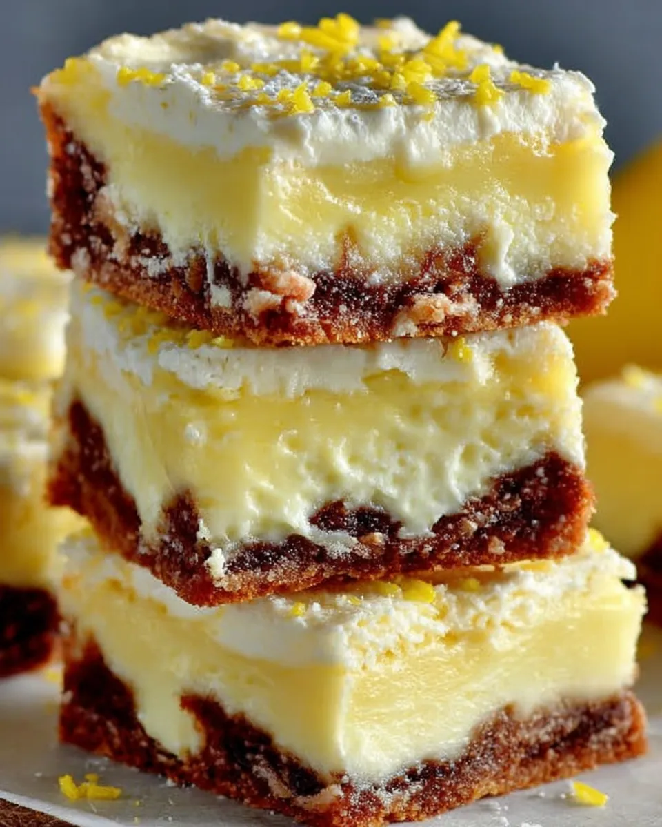 Swirled Lemon Cream Cheese Brownies topped with lemon glaze and sprinkles 