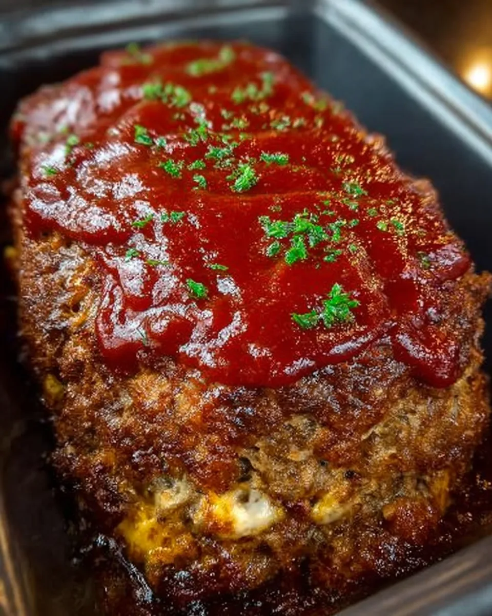 Sliced Stove Top Stuffing Meatloaf on a plate with mashed potatoes and green beans  