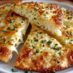 Air Fryer Cheesy Tortilla Garlic Bread topped with melted cheese and garlic