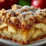 Freshly baked apple crumb bars with a buttery crumb topping