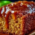 Delicious homemade apple sauce cake on a rustic wooden table