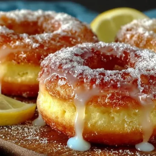 Baked lemon donuts with icing on a white plate