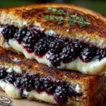 Balsamic Blackberry Bliss Grilled Cheese sandwich with melted cheese and berries