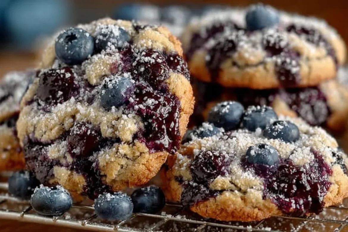 Delicious blueberry cookies with fresh blueberries baked to perfection.