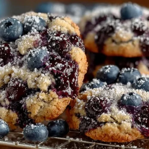 Delicious blueberry cookies with fresh blueberries baked to perfection.