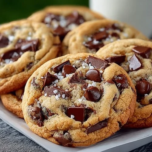 Freshly baked brown butter chocolate chip cookies on a cooling rack.
