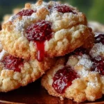 Buttery raspberry crumble cookies fresh out of the oven