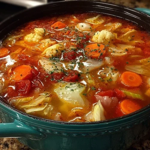 Bowl of healthy Cabbage Soup for weight loss and fat burning.