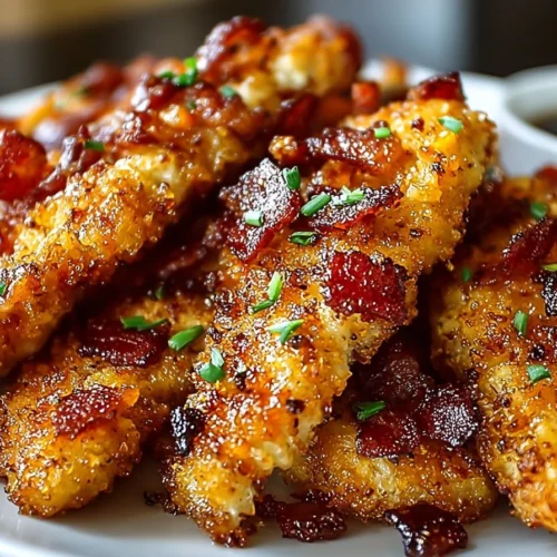 Caramelized bacon and brown sugar chicken tenders on a plate