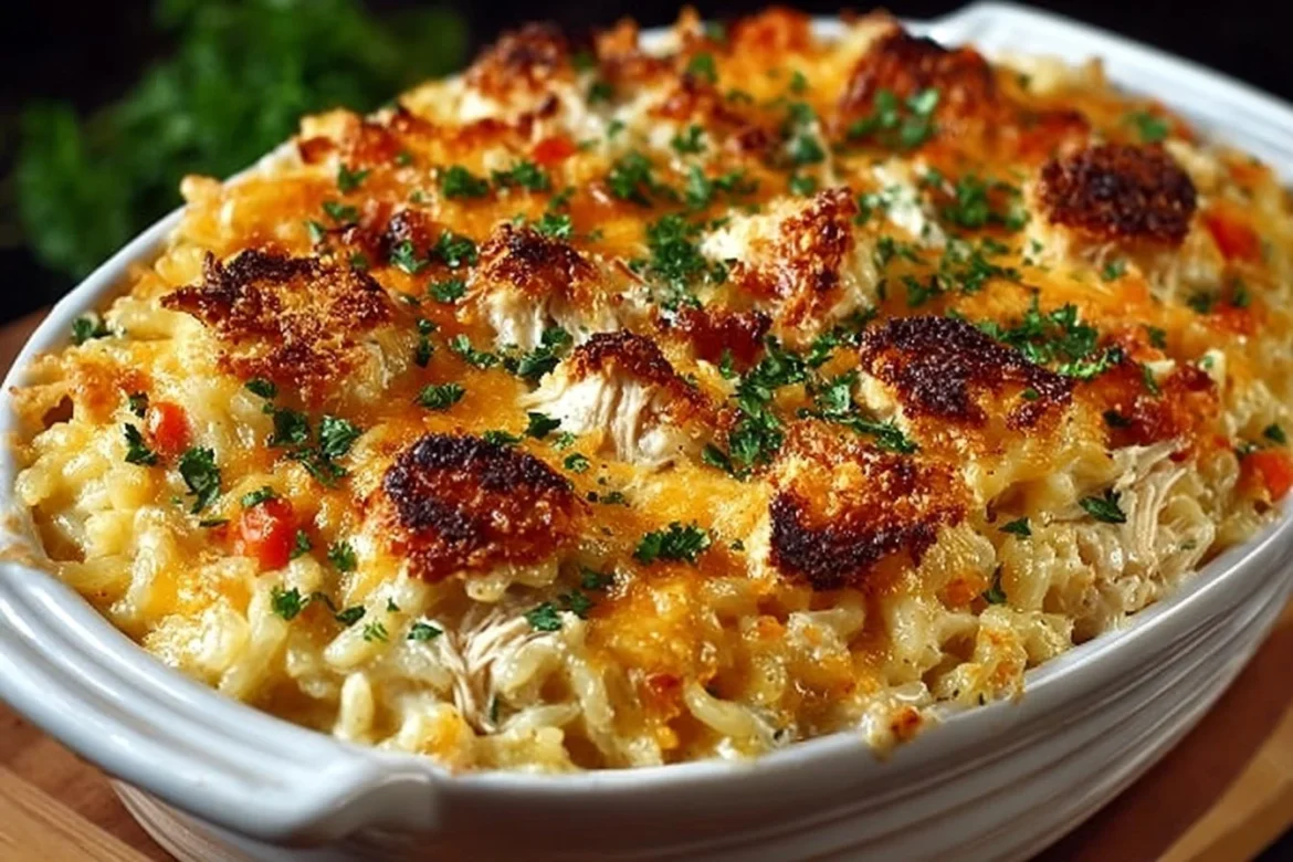 Delicious Chicken Rice-a-Roni Casserole ready to serve.