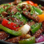 Delicious Chinese pepper steak with tender beef and vibrant vegetables