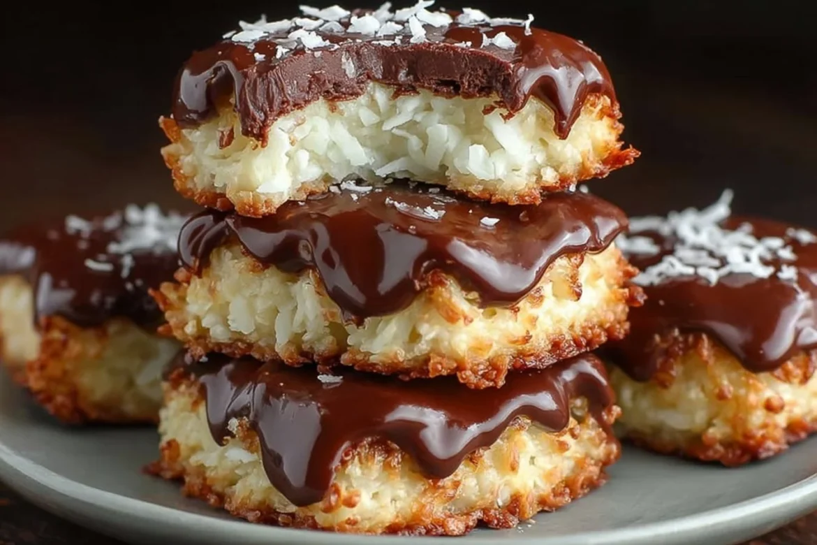 Deliciously stacked chocolate coconut bars with a rich, creamy texture