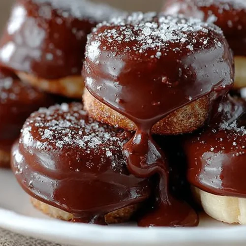 Delicious chocolate covered banana bites ready to enjoy as a sweet treat.