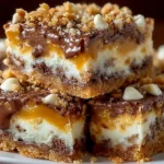 Tray of chocolate toffee magic layer bars layered with chocolate and nuts