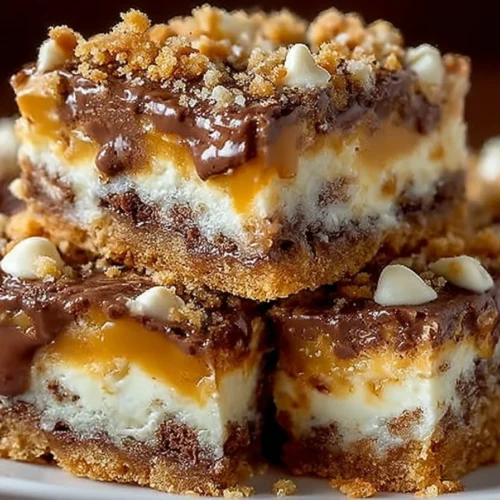 Tray of chocolate toffee magic layer bars layered with chocolate and nuts